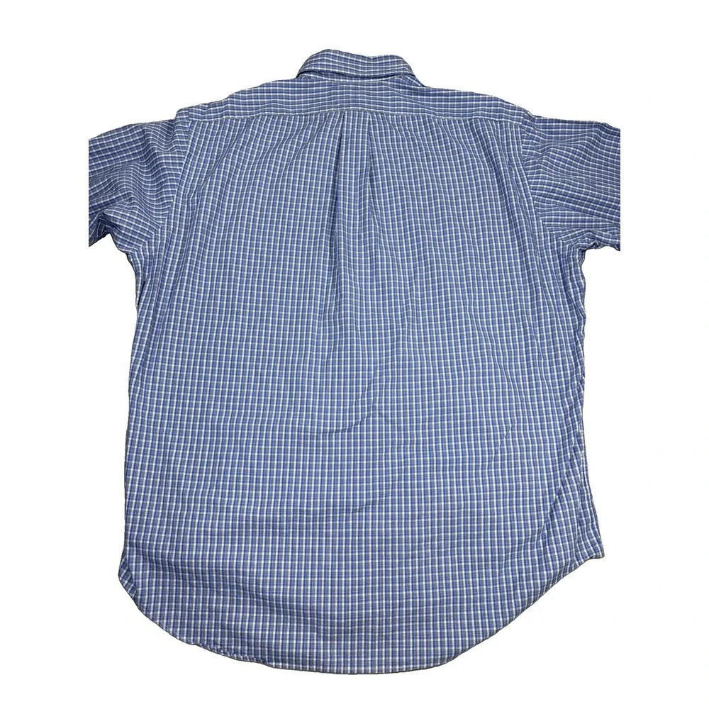 Vintage Ralph Lauren Shirt Men's 16.5 34/35 Blue Plaid Long Sleeve Cotton